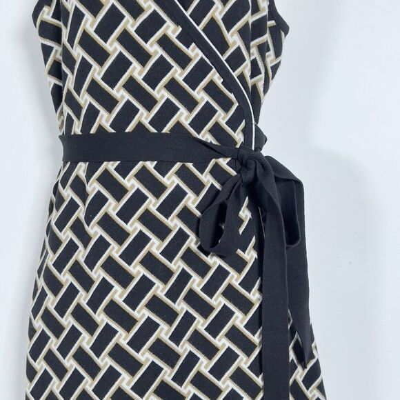 Diane Von Furstenberg For Target Knit Collared Wrap Dress Sz S Black Sleeveless - Picture 4 of 14